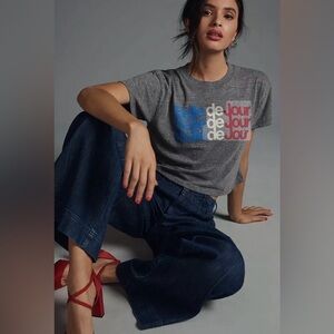 MOTHER Gray Graphic Crop Top